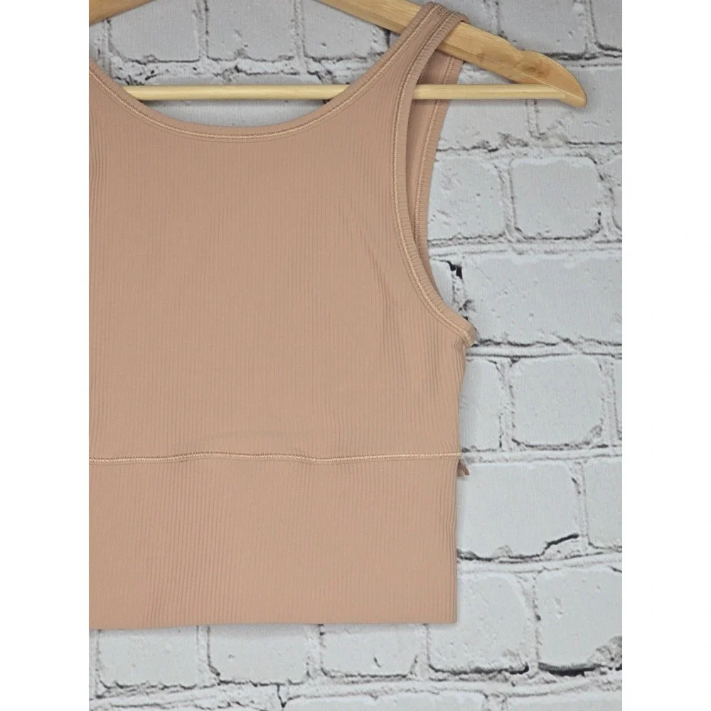 Lululemon Power Pivot Tank‎ Top Ribbed Pale Nude Blush Pink Size Extra Small XS